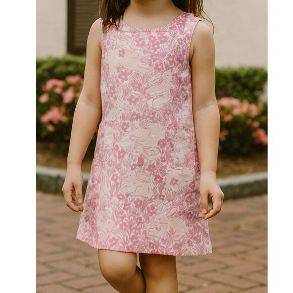 Lilly Pulitzer Pink Spring Easter Bunny Shift Dress Girls Size 4T - Picture 1 of 5